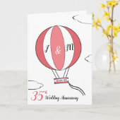 35e verjaardag van het koraalhuwelijk heteluchtbal kaart (Gele Bloem)