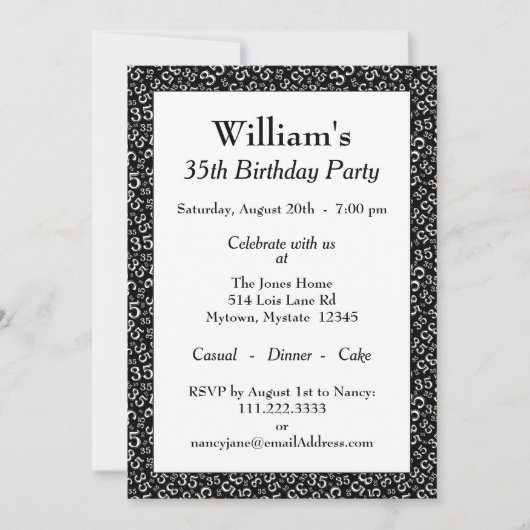 35e verjaardag van het Zwarte en Witte Patroon Kaart (Voorkant)
