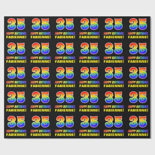 35e verjaardag: Vet, Vun, Eenvoudig, Regenboog 35 Cadeaupapier (Vlak)