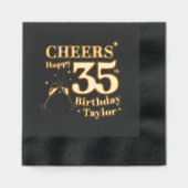 35e verjaardag viert champagneglazen folie servetten (Voorkant)