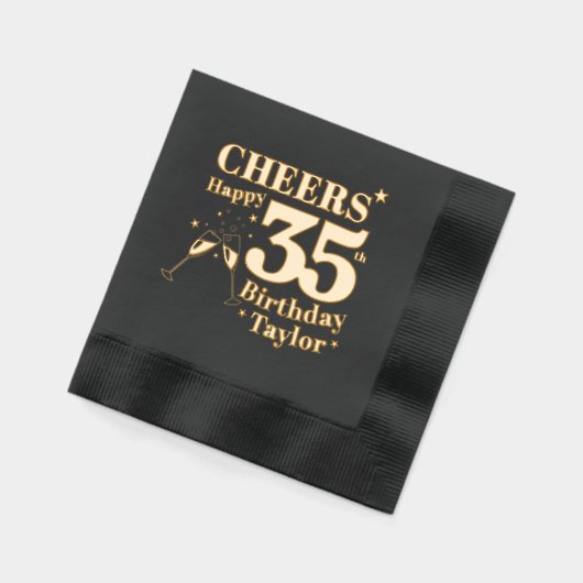 35e verjaardag viert champagneglazen folie servetten (Links)
