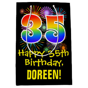 35e verjaardag: Vuurwapenpatroon en regenboog 35 Medium Cadeauzakje
