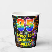35e verjaardag: Vuurwapenpatroon en regenboog 35 Papieren Bekers (Voorkant)