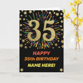 35e Verjaardag Vuurwerk Rainbow Gold Fun Kaart (Gele Bloem)