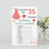 35e verjaardag Word Scramble Game (Staand voorkant)