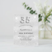 35e verjaardag zilveren glitter budgetuitnodiging (Staand voorkant)