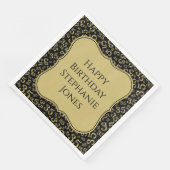 35e Verjaardag Zwart/Goud Beugel Getal Patroon Servet (Hoek)