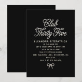 35e Verjaardag Zwart Wit Parel Script Strik Kaart (Voorkant / Achterkant)