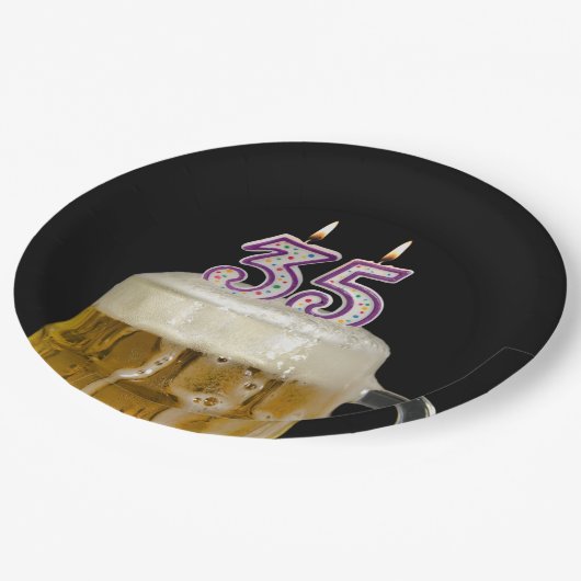 35e verjaardag zwarte bier papieren bordje (Gekanteld)