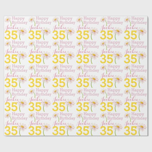 35e verjaardagsdagsbloem genaamd cadeauomslag cadeaupapier (Vlak)