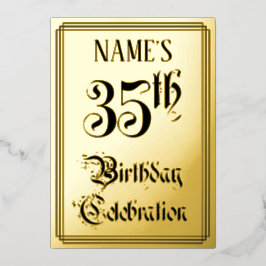 35e verjaardagsfeest — Elegant schrift + aangepast Folie Uitnodiging
