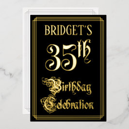 35e Verjaardagsfeest — Fantasievol Schrift & Aange Folie Uitnodiging