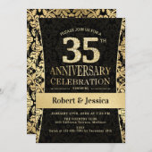 35e verjaardagsfeest - Goud Zwart Kaart (Voorkant / Achterkant)