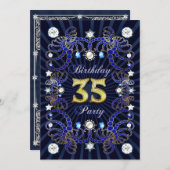 35e verjaardagsfeest met massa's juwelen kaart (Voorkant / Achterkant)