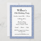 35e verjaardagsfeest thema blauw en wit patroon kaart (Voorkant)