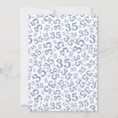 35e verjaardagsfeest thema blauw en wit patroon kaart (Achterkant)