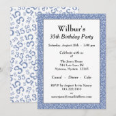 35e verjaardagsfeest thema blauw en wit patroon kaart (Voorkant / Achterkant)