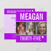 35e verjaardagsfeestdag foto paars kaart (Voorkant / Achterkant)