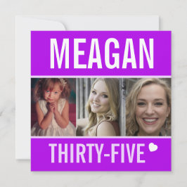 35e verjaardagsfeestdag foto paars kaart