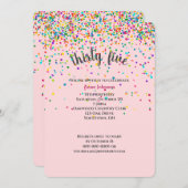 35e verjaardagsfeestje confetti uitnodiging (Voorkant / Achterkant)