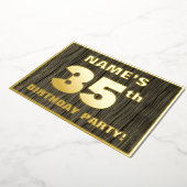 35e verjaardagsfeestje: Koutig, Nep Houtnerfpatroo Folie Uitnodiging (Gedraaid)