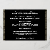 35e verjaardagsfeestje: Koutig, Nep Houtnerfpatroo Folie Uitnodiging (Achterkant)