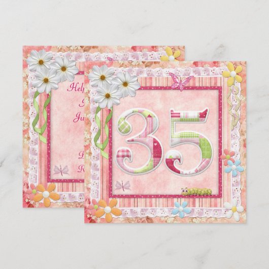 35e verjaardagsfeestje scrapbooking stijl kaart (Voorkant / Achterkant)