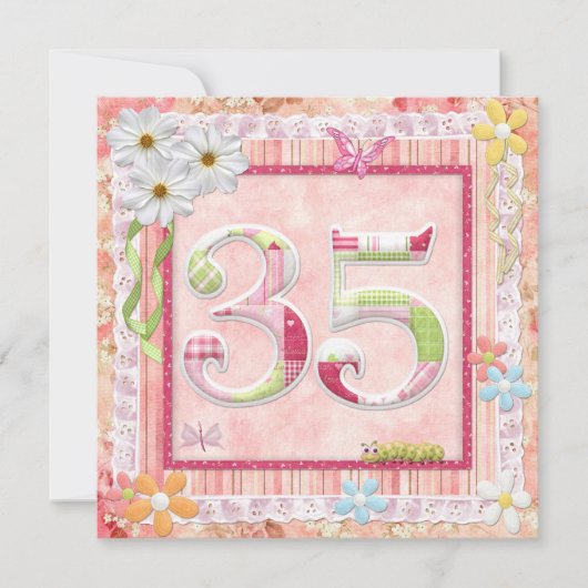 35e verjaardagsfeestje scrapbooking stijl kaart (Voorkant)