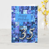 35e verjaardagskaart met abstracte vierkantjes. kaart (Gele Bloem)