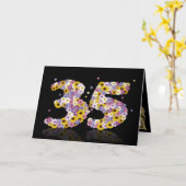 35e verjaardagskaart met bloemen letters kaart (Gele Bloem)
