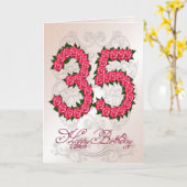 35e verjaardagskaart met rozen en bladeren kaart (Gele Bloem)