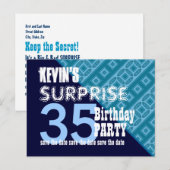 35e Verrassing Verjaardag Save the Date Diagonal V Aankondigingskaart (Voorkant / Achterkant)