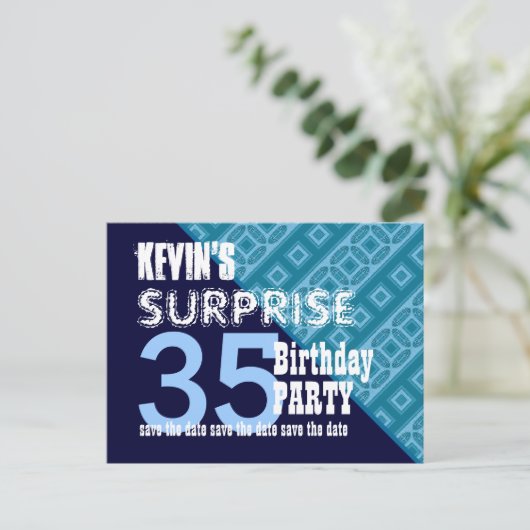 35e Verrassing Verjaardag Save the Date Diagonal V Aankondigingskaart (Staand voorkant)