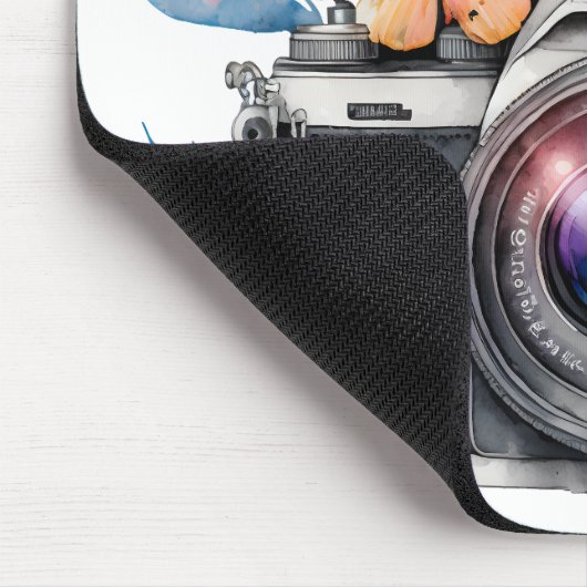 35mm Camera met bloemen en vlinder Muismat (Hoek)