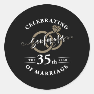 35ste huwelijkshuwelijk 35 jaar Jubileum Ronde Sticker