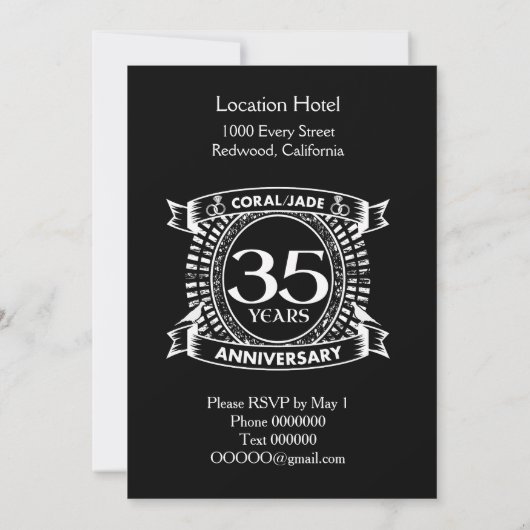 35ste huwelijksverjaardag Koraal Jade wapen Kaart (Achterkant)