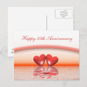 35ste verjaardag Coral Hearts Briefkaart (Voorkant / Achterkant)