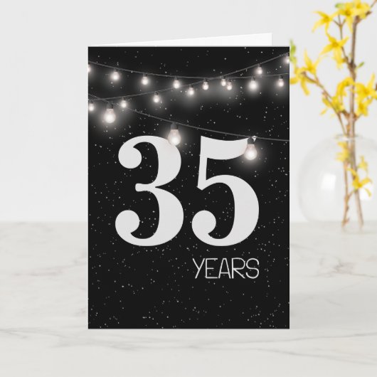 35ste verjaardag met lichten en sterren  kaart (Gele Bloem)