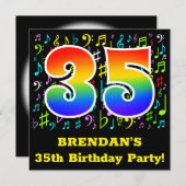 35ste verjaardagsfeestje: Leuke muzieksymbolen, Ra Kaart (Voorkant / Achterkant)