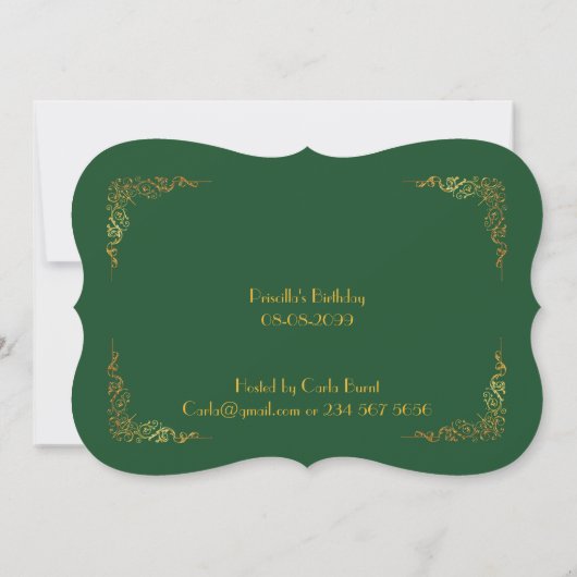 35th, any age Birthday Invitation PHOTO,Gatsby sty Kaart (Achterkant)