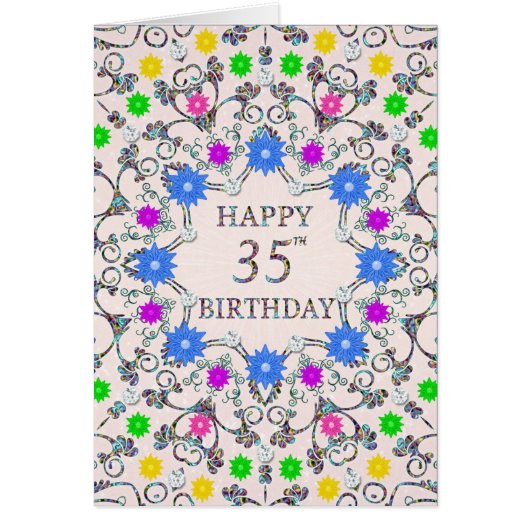 35th Birthday Abstract Flowers (Voorkant)