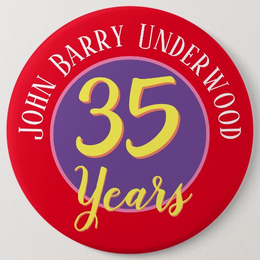 35th Birthday Badge to Personalize. Ronde Button 6,0 Cm (Voorkant)
