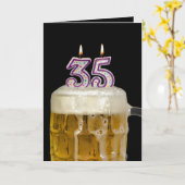 35th Birthday Beer on black Kaart (Gele Bloem)