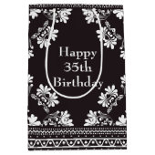 35th Birthday Black and White Bandanna Medium Cadeauzakje (Voorkant)