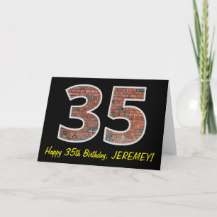 35th Birthday - Brick Wall Pattern "35" w / Naam Kaart