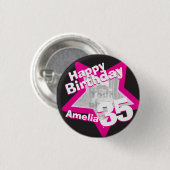 35th Birthday foto leuk hotroze knop/badge Ronde Button 3,2 Cm (Voorkant /achterkant)