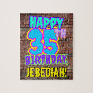 35th Birthday ~ Fun, Urban Graffiti geïnspireerd l Legpuzzel