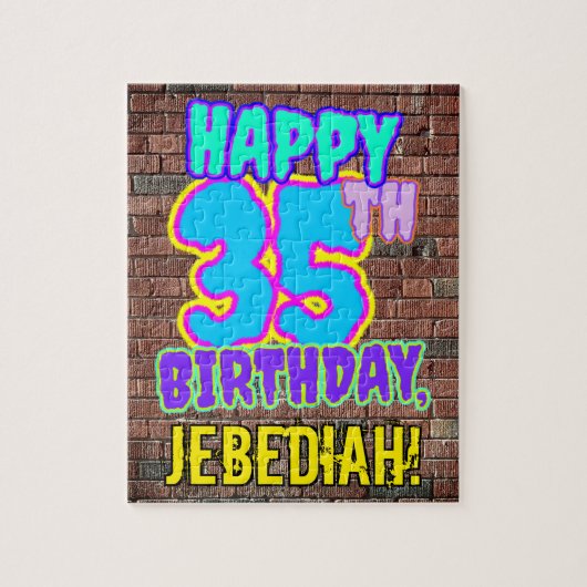 35th Birthday ~ Fun, Urban Graffiti geïnspireerd l Legpuzzel (Verticaal)