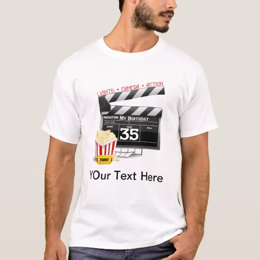 35th Birthday Hollywood Movie Party T-shirt (Voorkant)