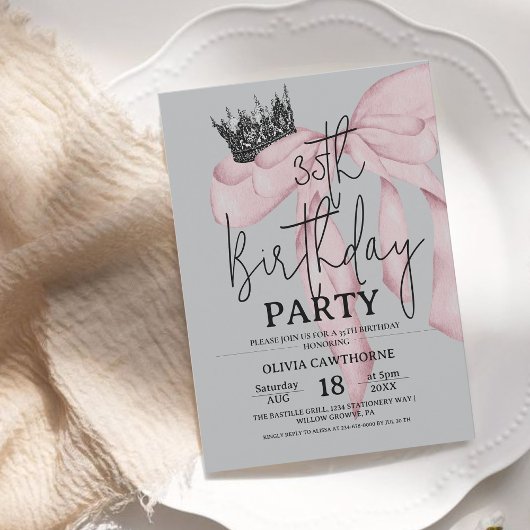 35th Birthday ⎮ Modern Royal Bow Birthday  Kaart